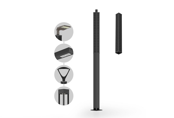 What is the solar panel configuration of the ISPL series vertical solar photovoltaic poles?