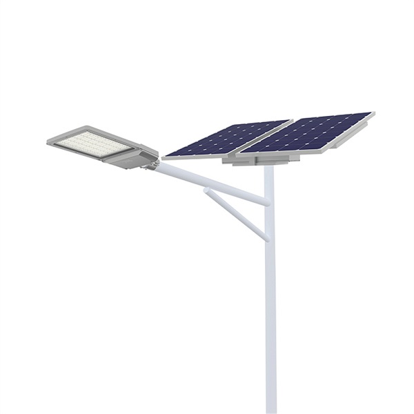 Double arm solar street light pole