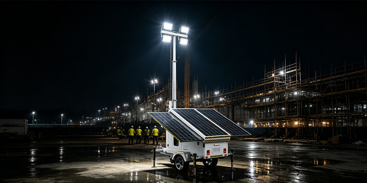 Efficient Night Emergency Lighting Solution for Construction Sites – Solar Mobile Light Tower